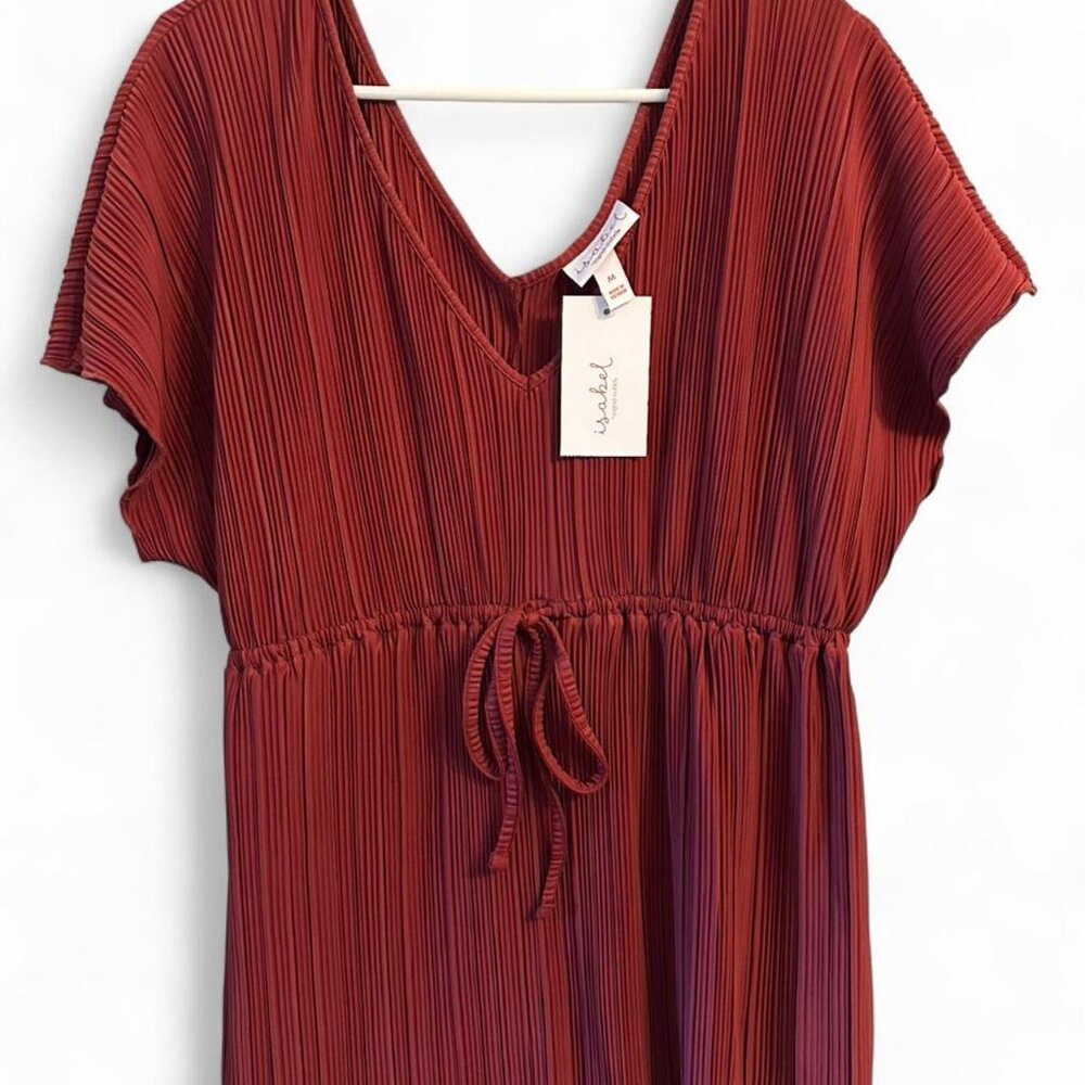 Maroon V-neck maternity top with adjustable front tie detailing.